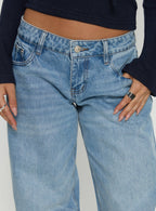 Ellanor Low Rise Slouch Denim Jean Washed Mid Blue Wash