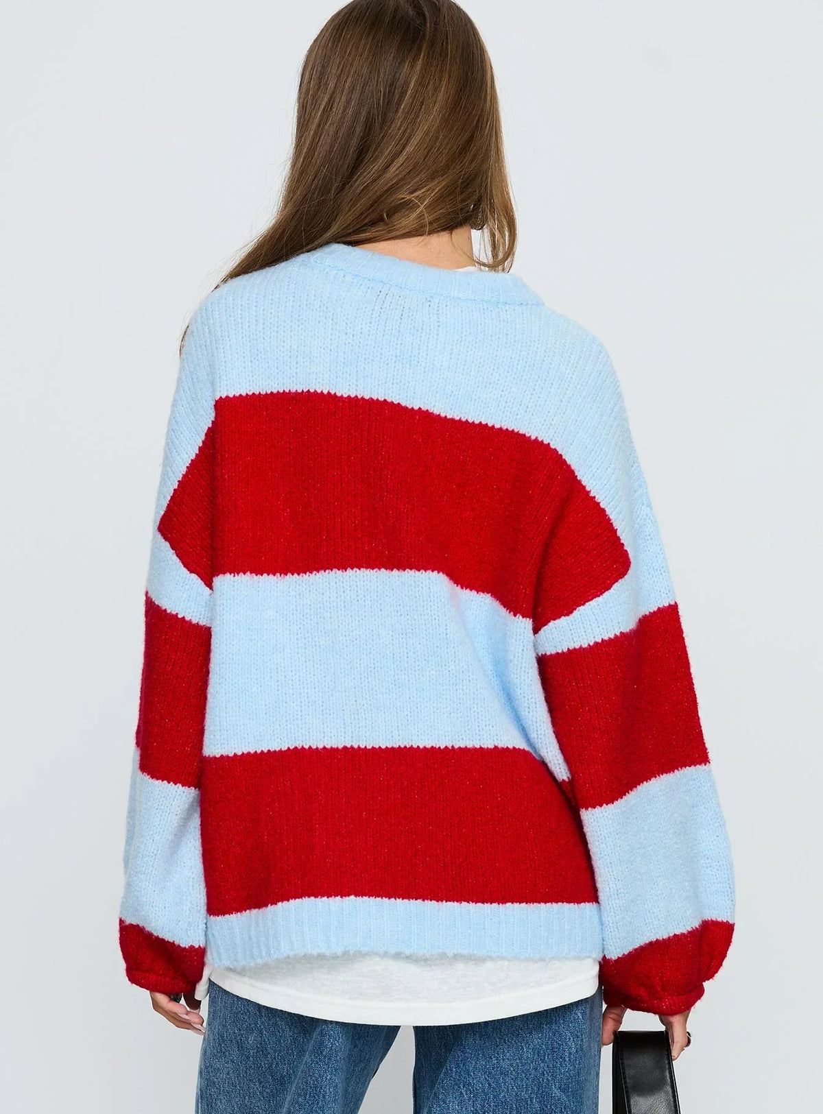 Bastien Crew Neck Knit Sweater Blue Red