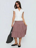Cascades Low Rise Midi Skirt Red Check