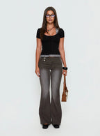 Romea Low Waist Bootleg Jeans Dark Grey
