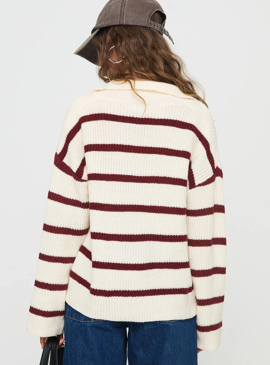 Forte Knit Sweater Red Cream