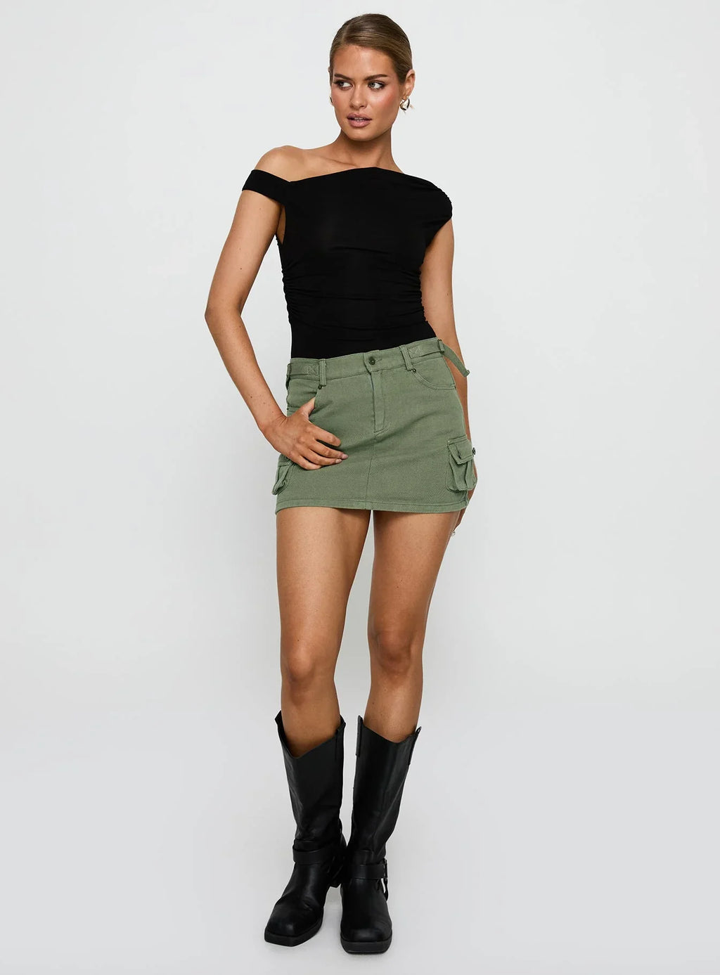 Peterson Cargo Mini Skirt Khaki