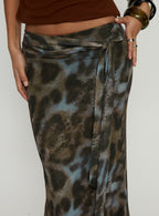 Caviar Tie Maxi Skirt Leopard