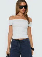 Baseline Boat Neck Top Grey Marle