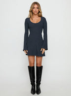 Best Interest Long Sleeve Mini Dress Navy