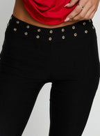 Yevina Eyelet Flare Pant Black