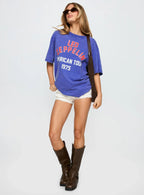 Led Zeppelin Vintage Oversized Graphic Tee Blue