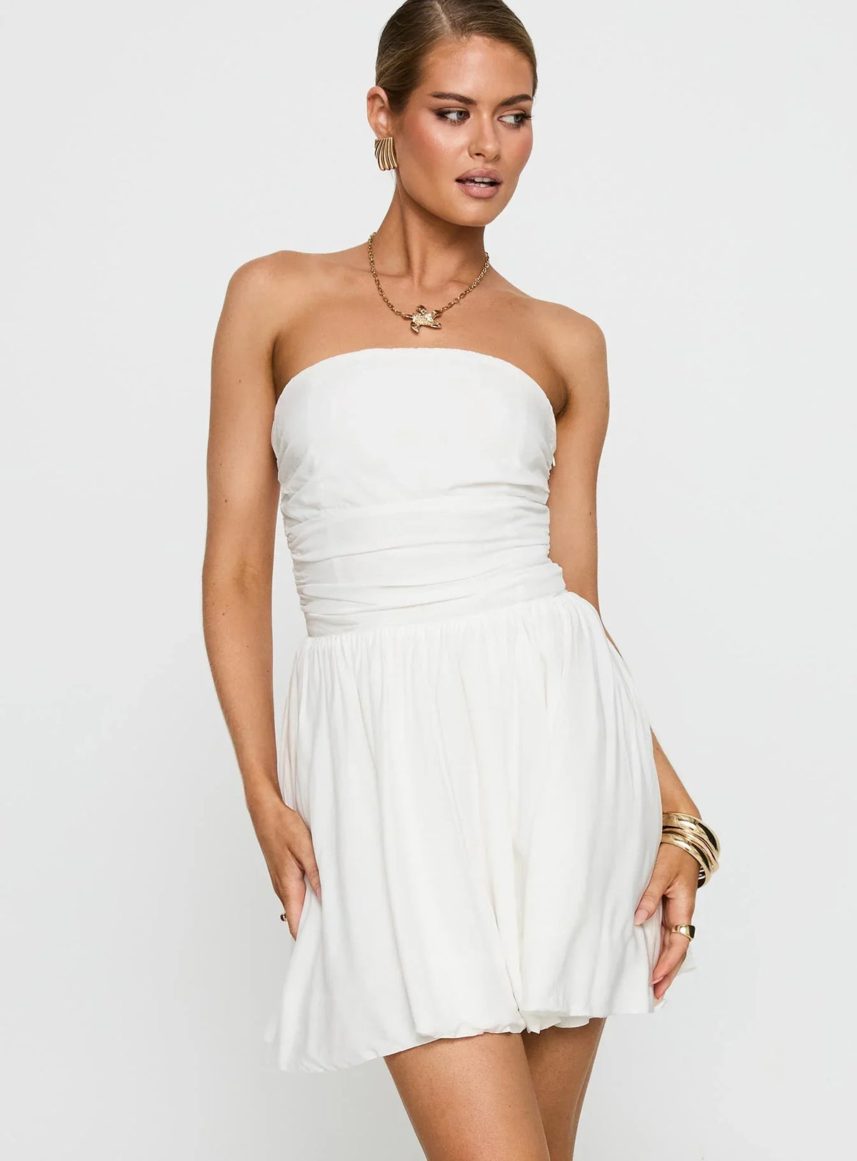 Rashida Strapless Mini Dress White