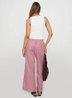 Holiday Tie Front Pants Red White Stripe