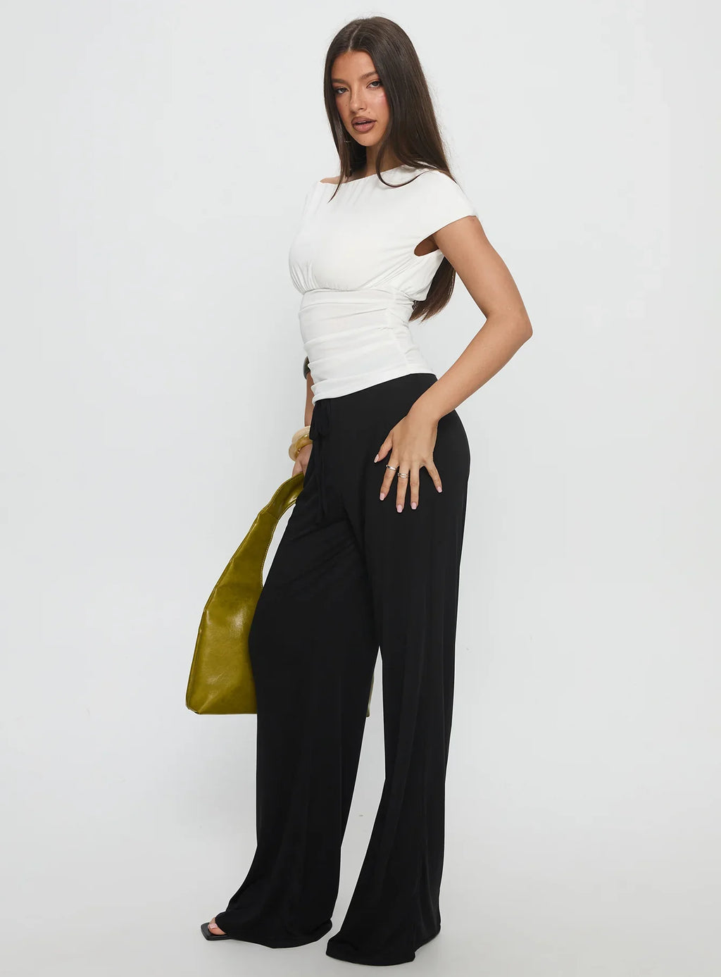Gavrielle Jersey Wide Leg Pants Black