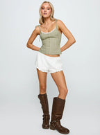 Dalanie Tie Strap Top Green Check