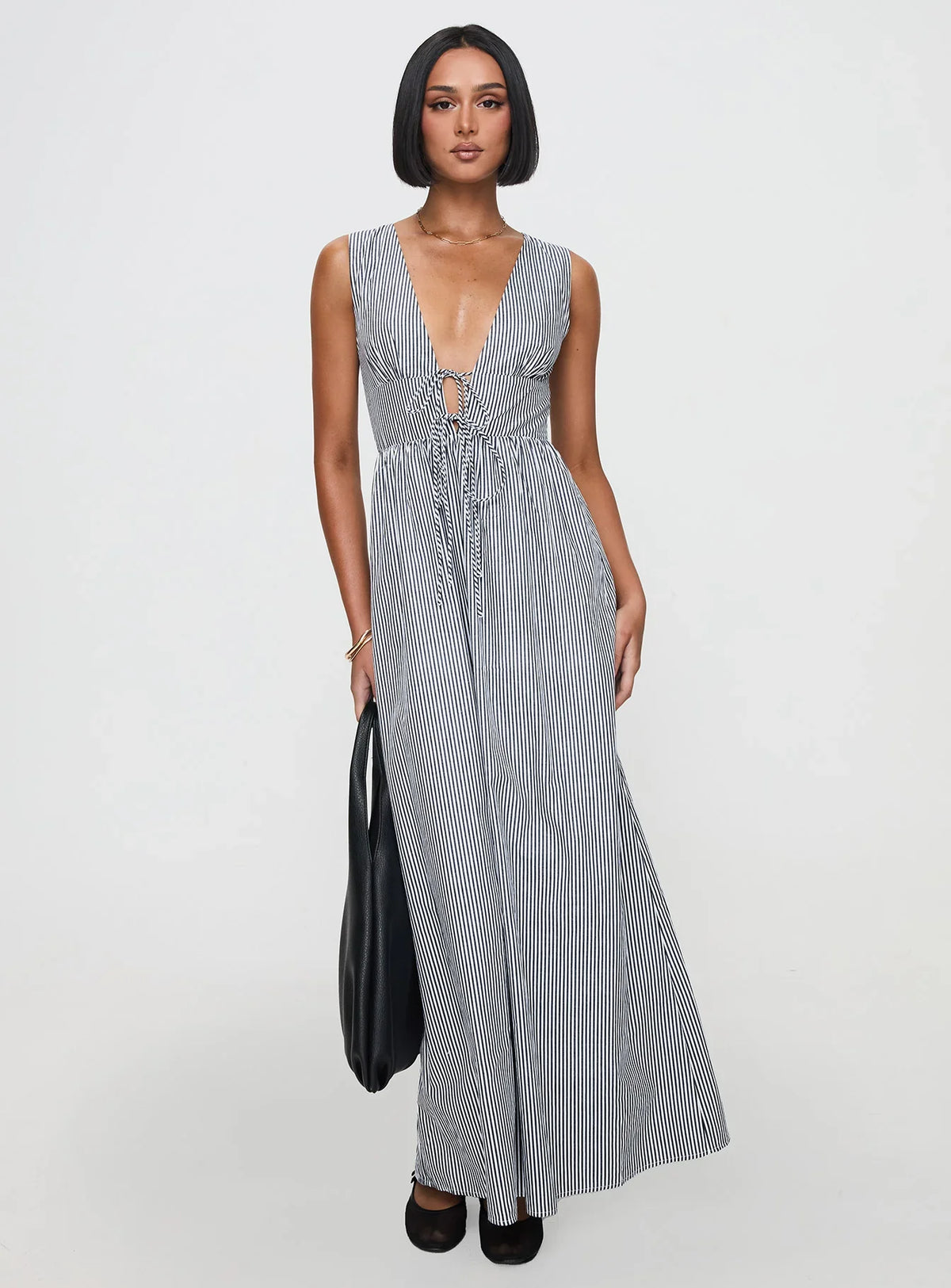 Pokey Maxi Dress Black White Stripe
