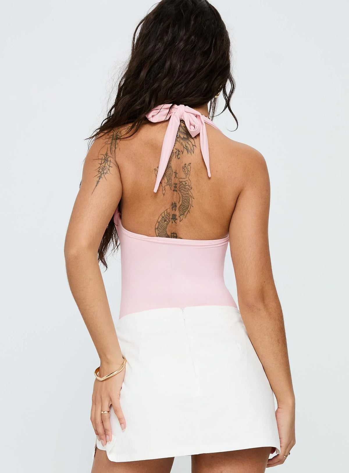 Swaying Buckle Detail Bodysuit Pink