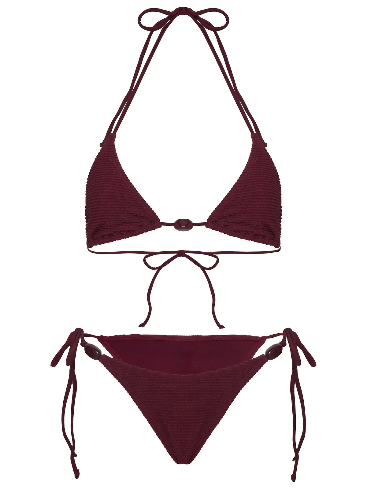Nevaeh Textured Triangle Bikini Top Red