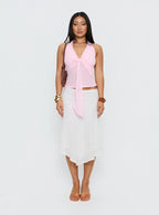 Adrea Asymmetrical Midi Skirt White