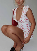 I Guess So Mini Dress White Burgundy Petite