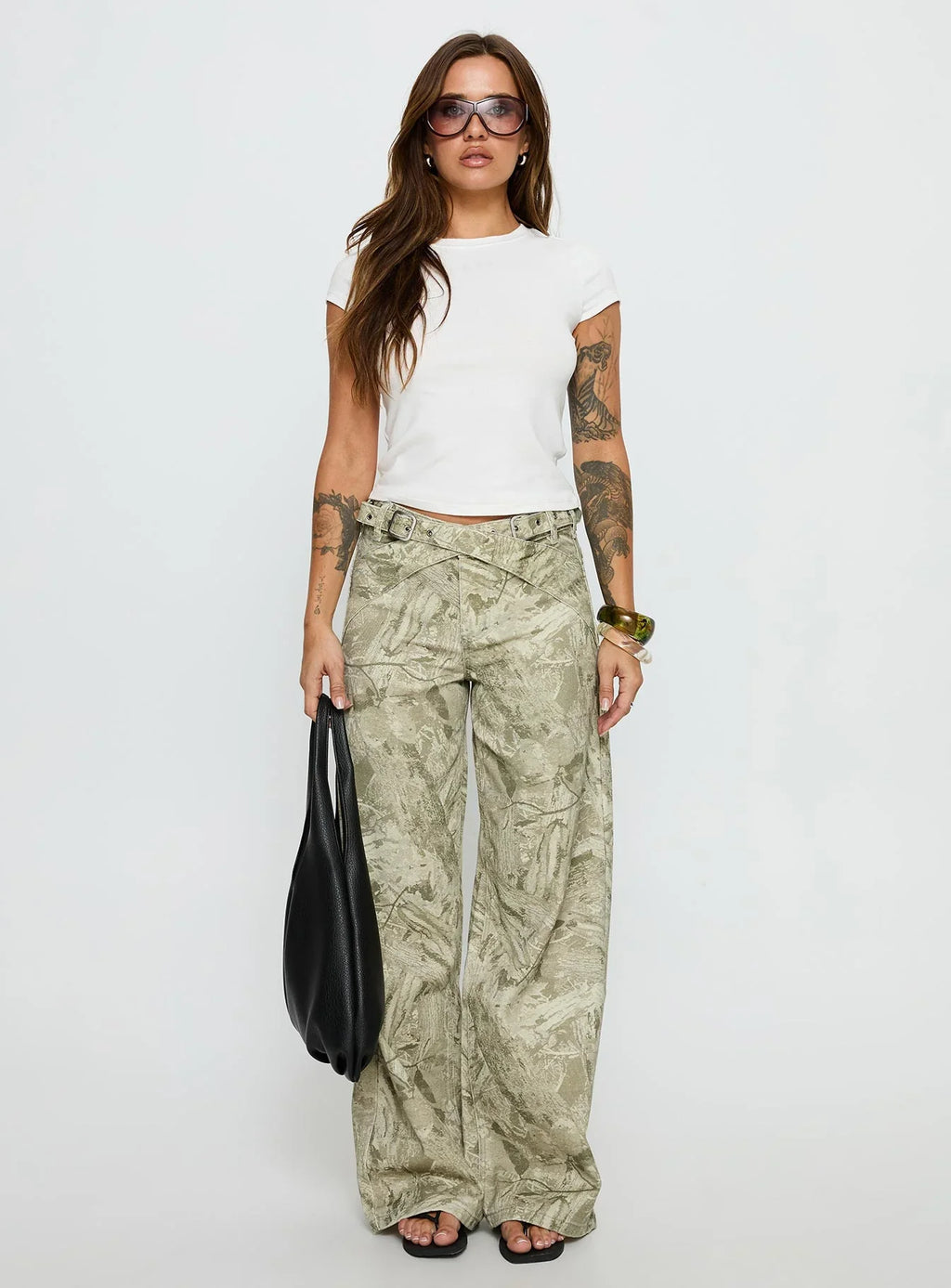 Mckinley Mid Rise Wide Leg Jeans Camouflage