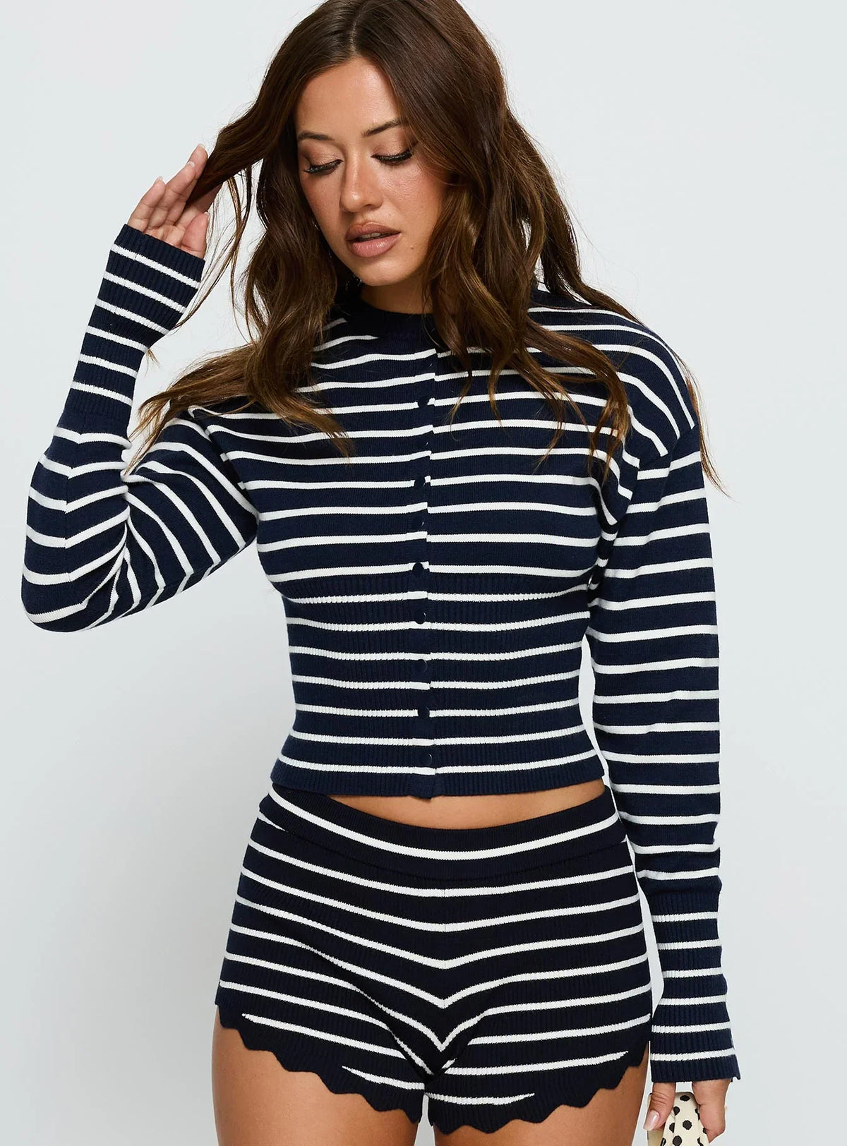 Head In The Clouds Cardigan Navy Stripe