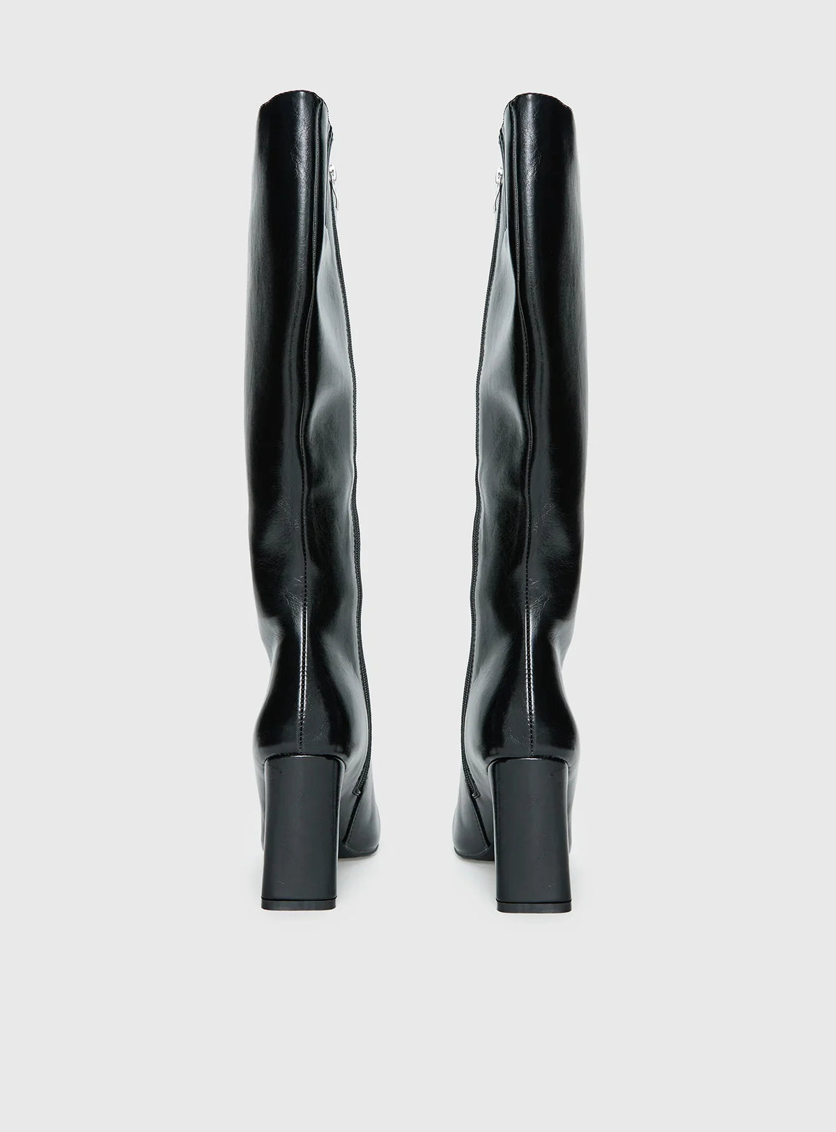 Sawyer Knee High Boots Black Crinkle
