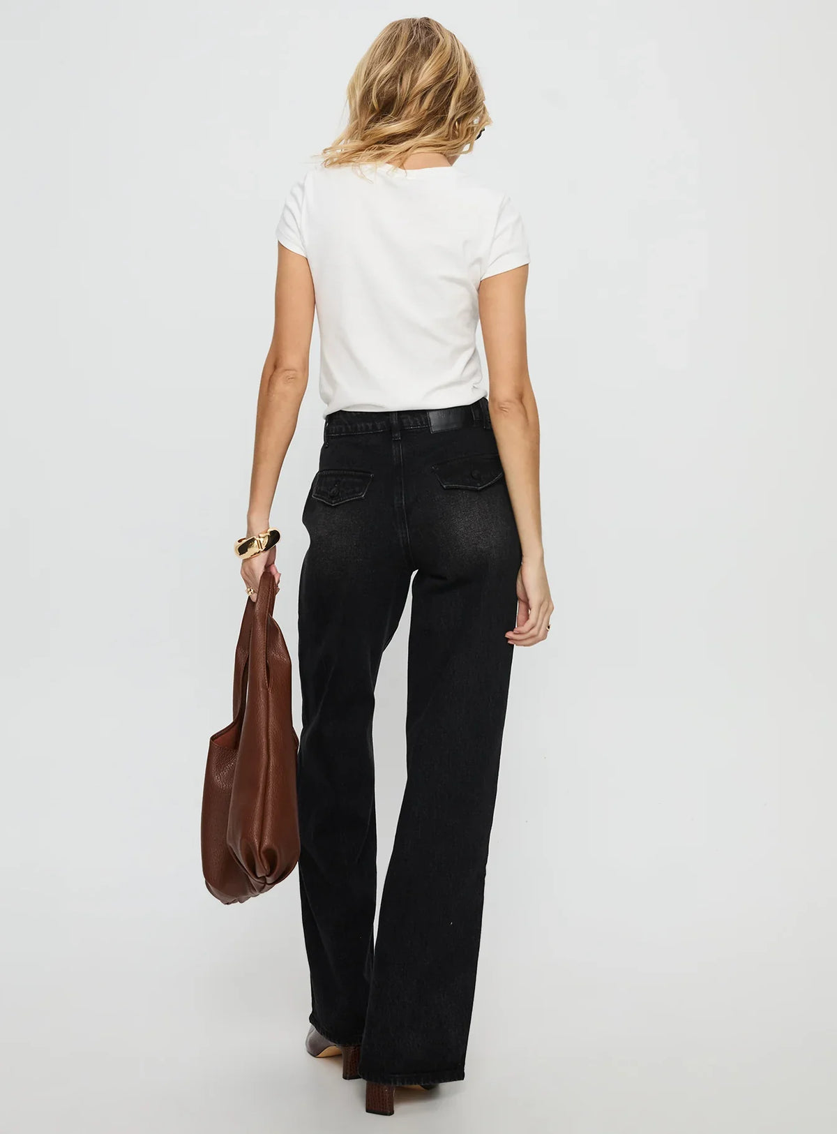 Carianne Low Rise Wide Leg Jeans Washed Black