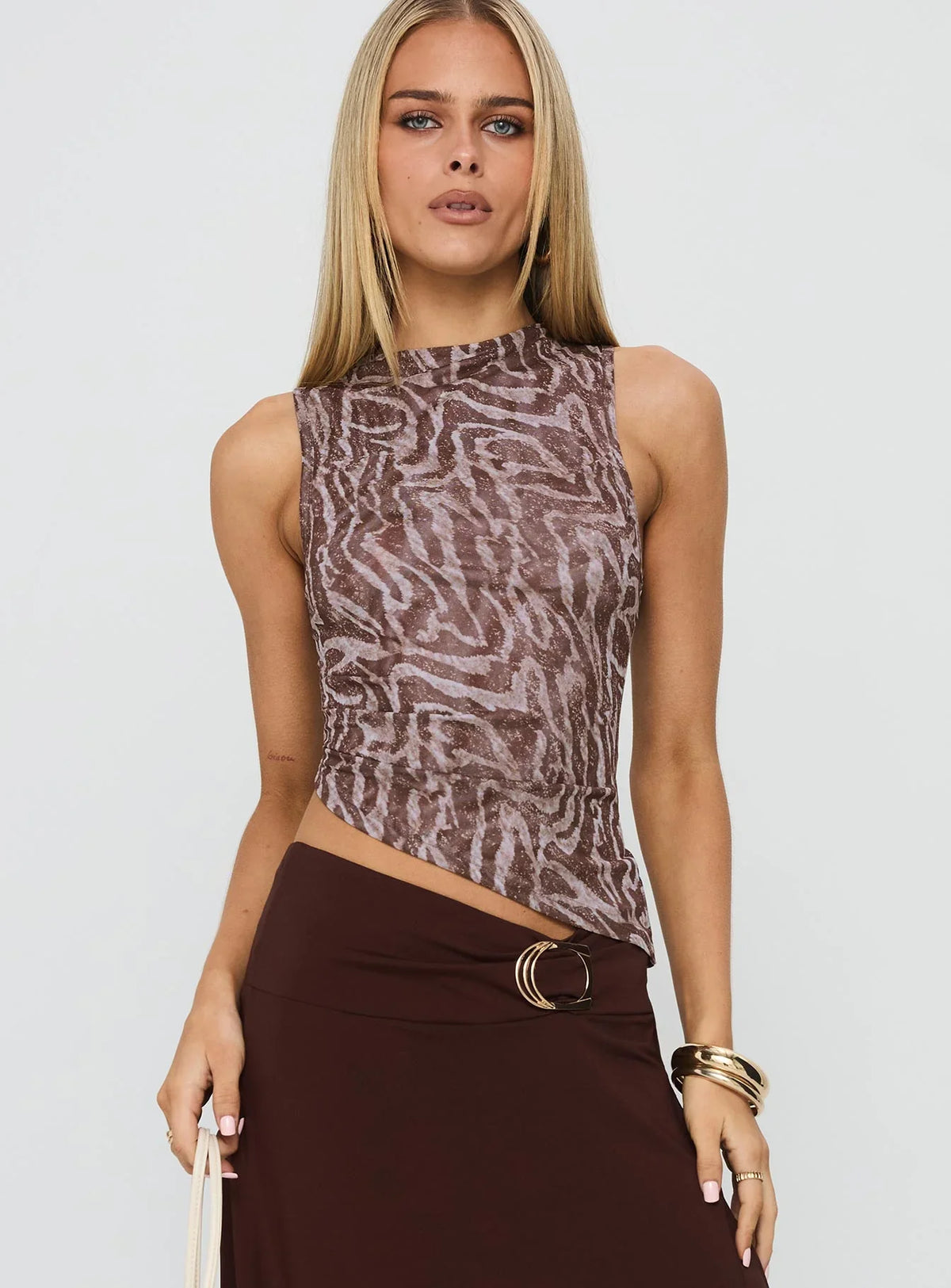 Sunburn Asymmetrical Top Brown Zebra
