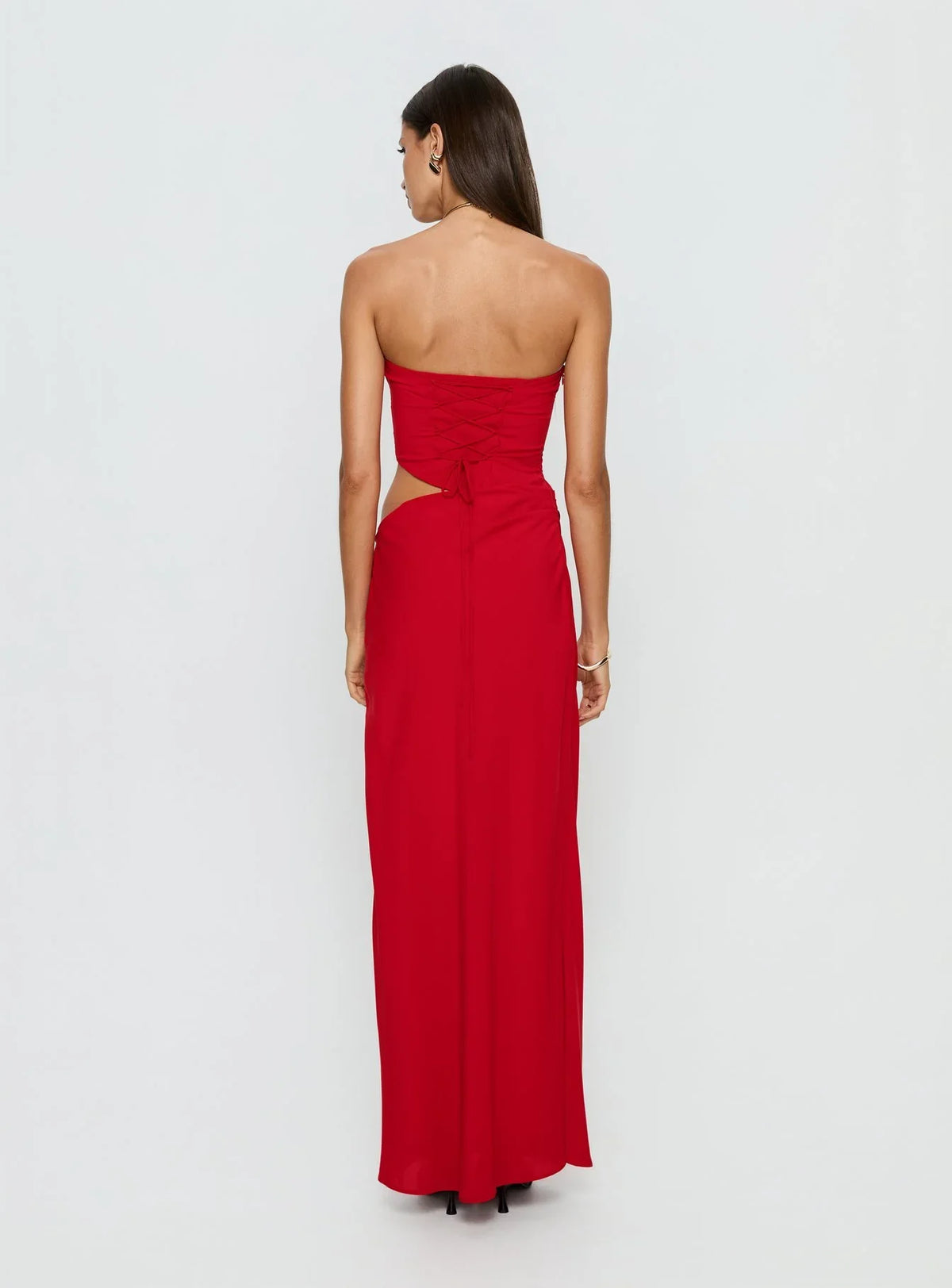 Jasira Strapless Drape Maxi Dress Bold Red