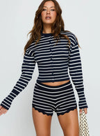 Dollhouse Knit Shorts Navy Stripe