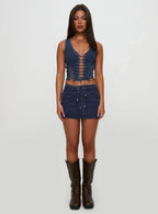 Edenette Top Mid Blue Wash