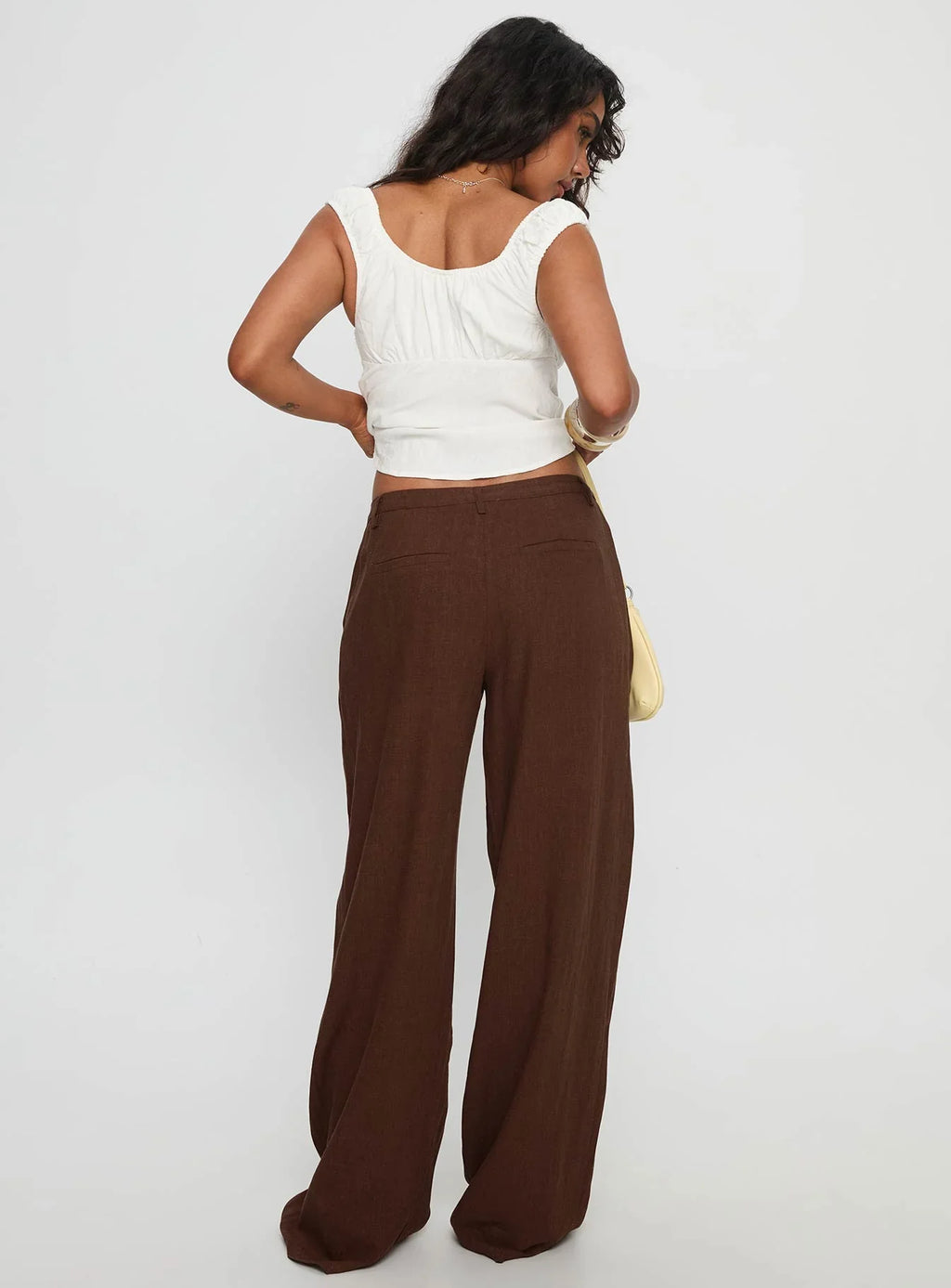 Vianca Low Rise Linen Pant Chocolate