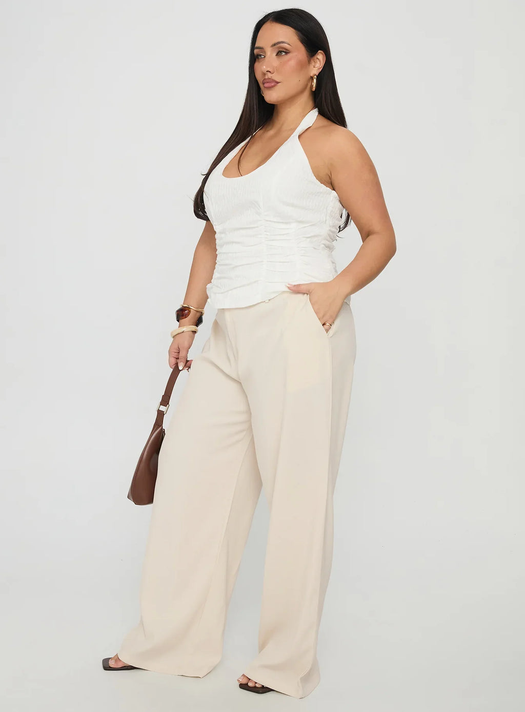 Irresistible Wide Leg Pant Cream Curve