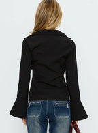 Serita Twist Detail Long Sleeve Shirt Black