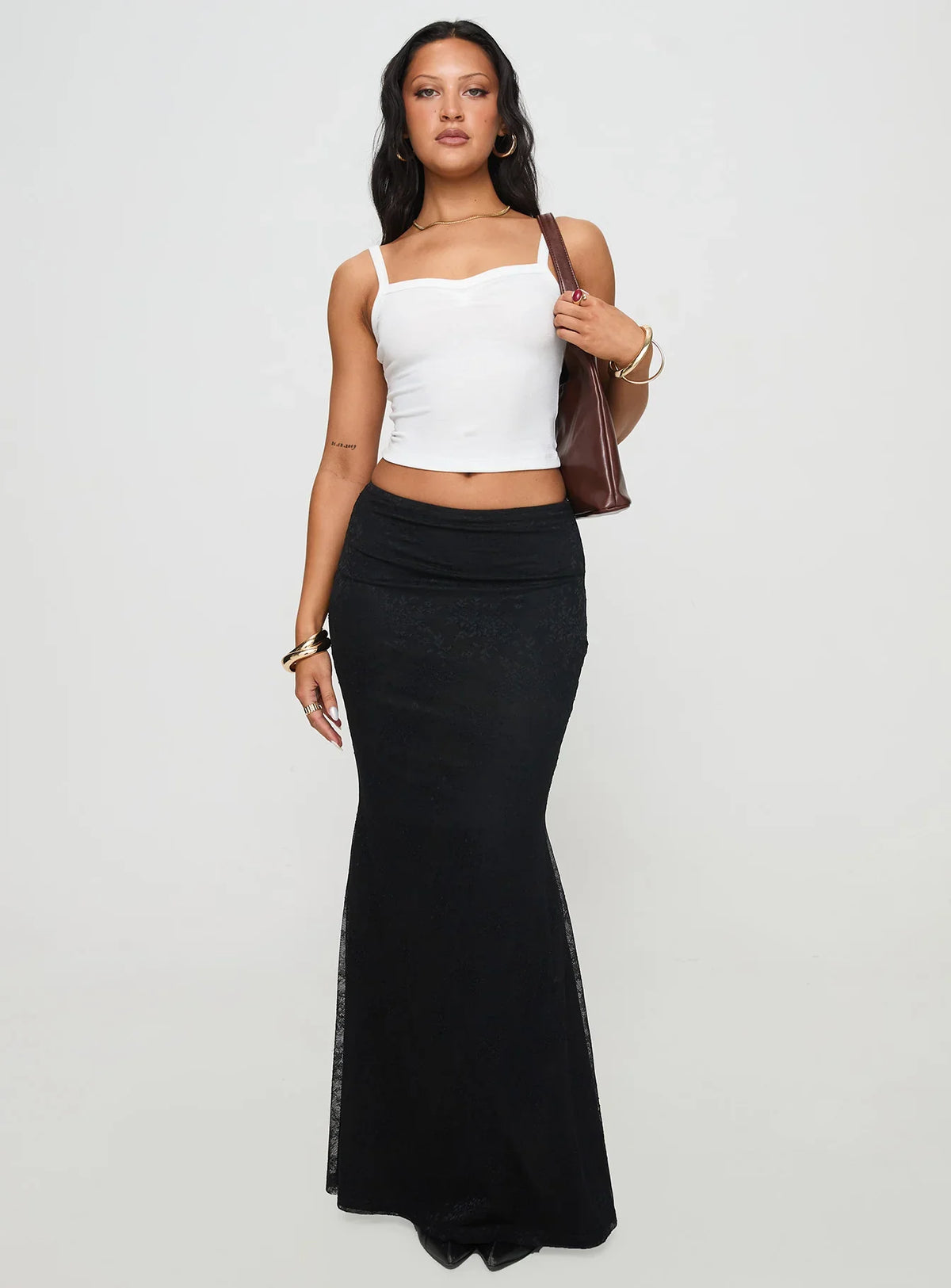 Essentials Ruched Rib Cami Top White