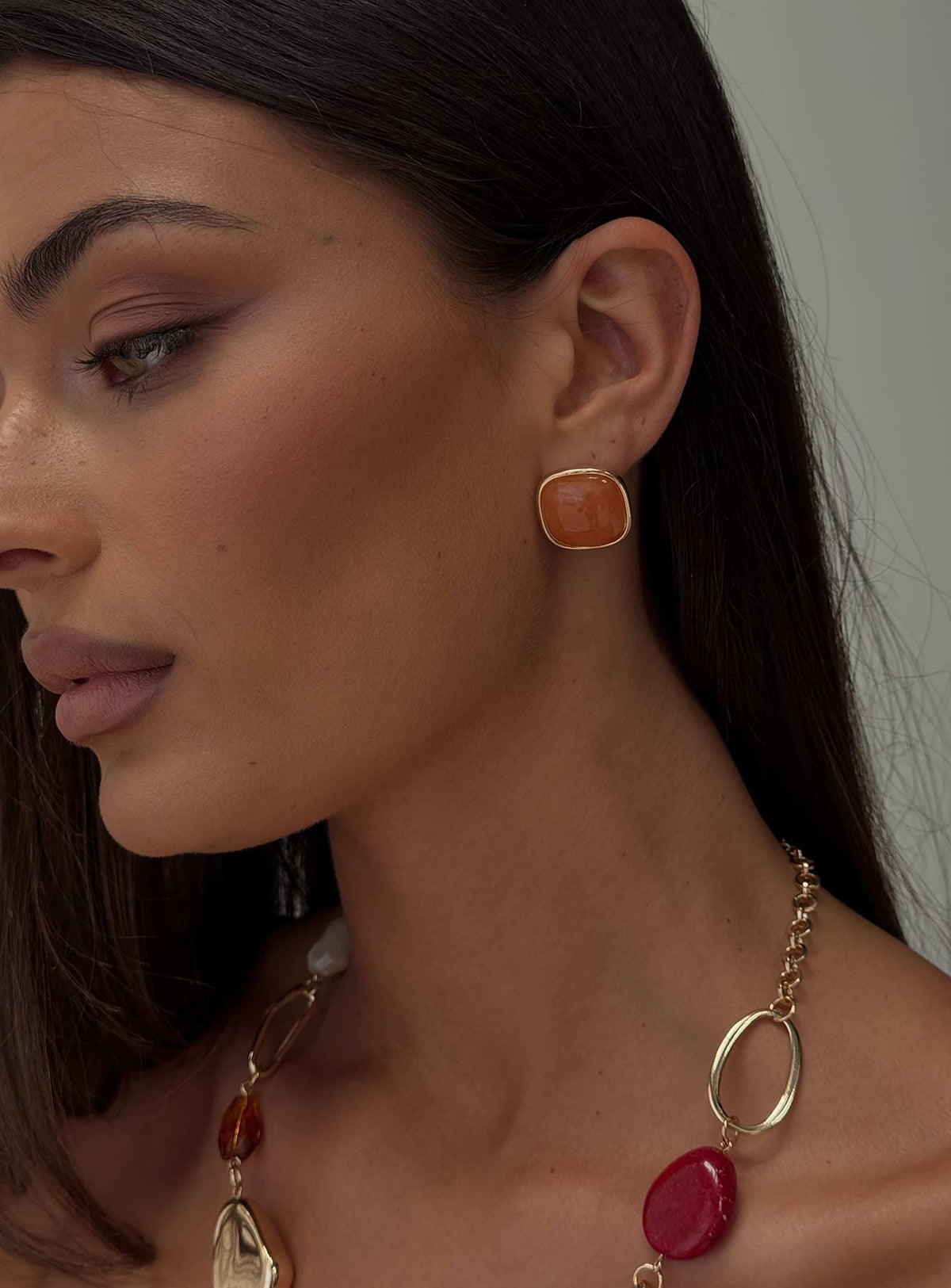 Tiera Gemstone Earrings Gold