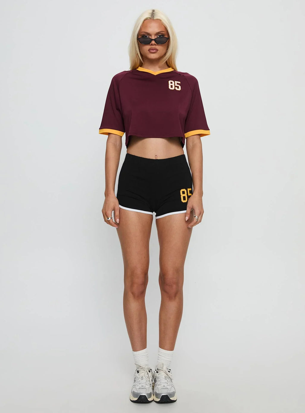 ASU Cropped Soccer Jersey Tee Maroon