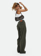 Bruiser Tie Waist Mid Rise Wide Leg Jeans Green