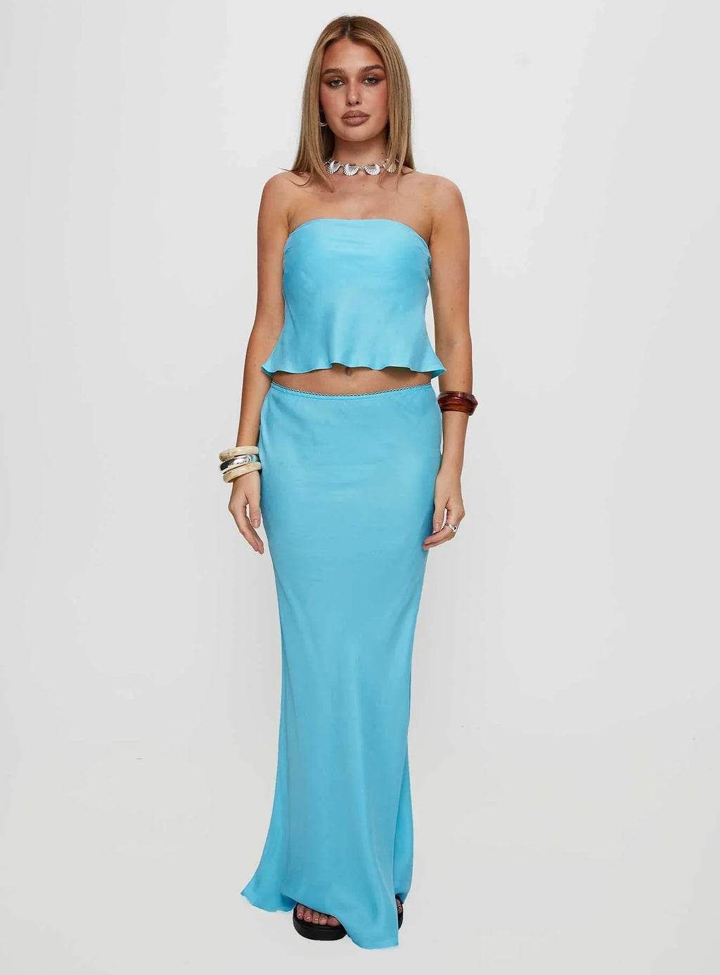 Lucelia Maxi Skirt Aqua