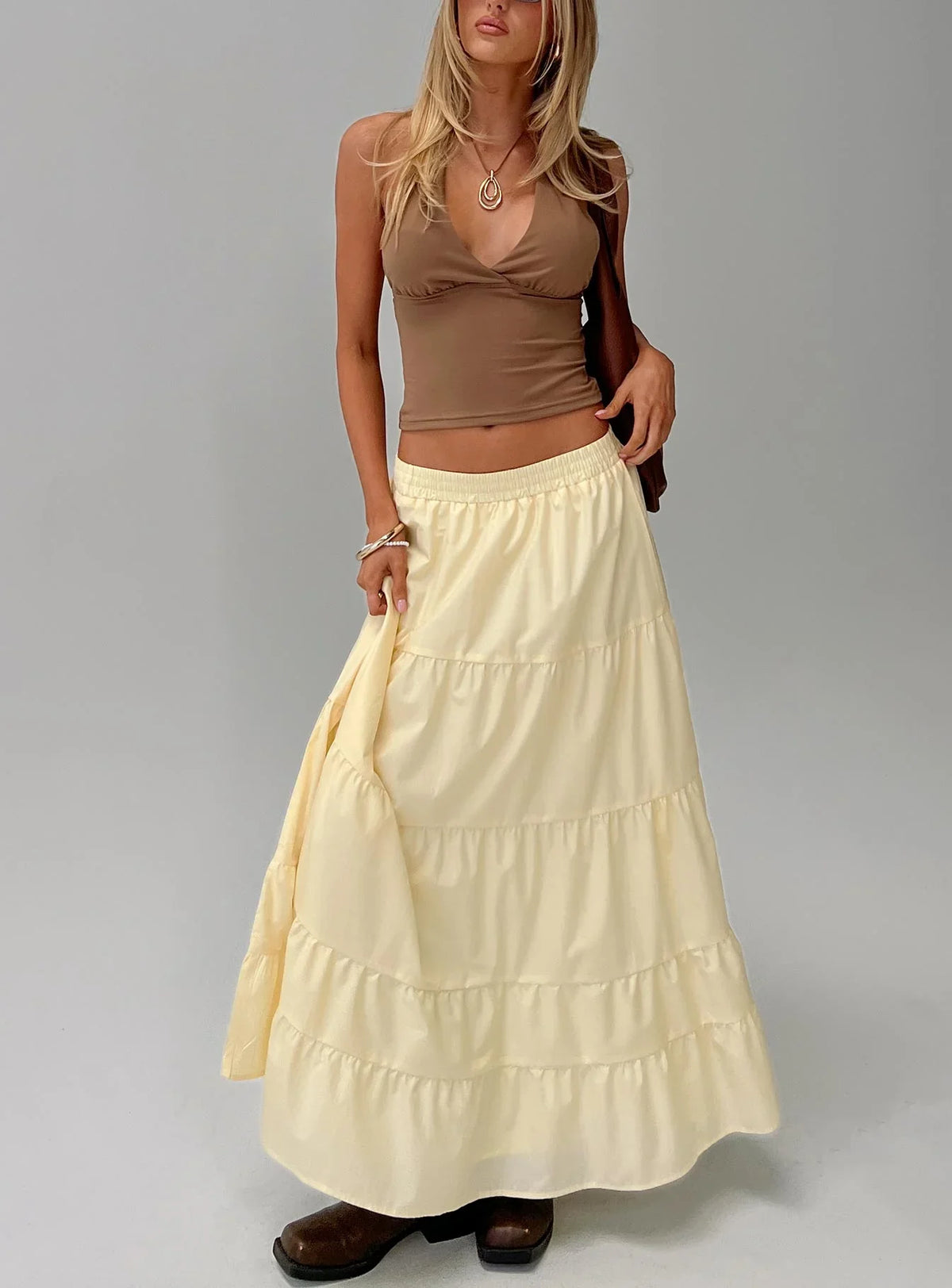 Garden Party Maxi Skirt Lemon