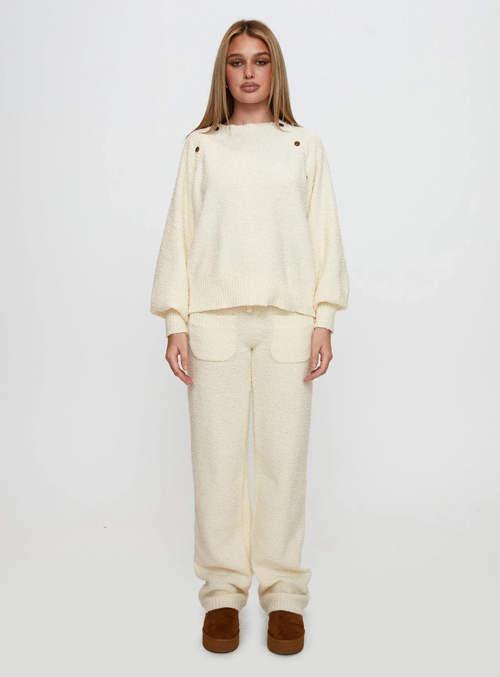 Susi Fluffy Knit Sweater Ivory