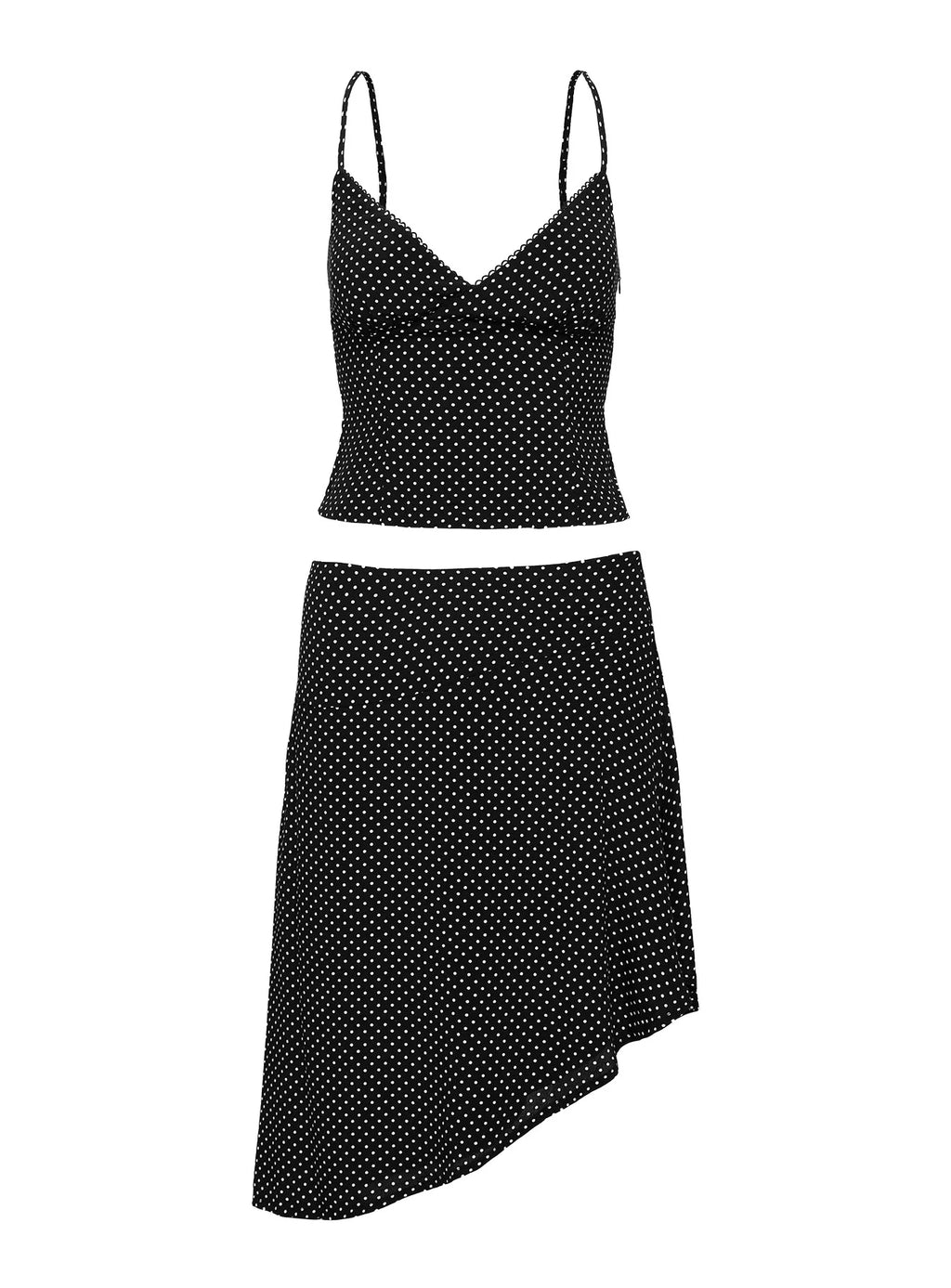 Cabernet Asymmetrical Set Black Polka Petite