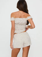 Eliya Shirred Set Cream Floral