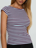 Drives Me Crazy Backless Top Blue Stripe