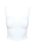 Essentials Ruched Rib Cami Top White