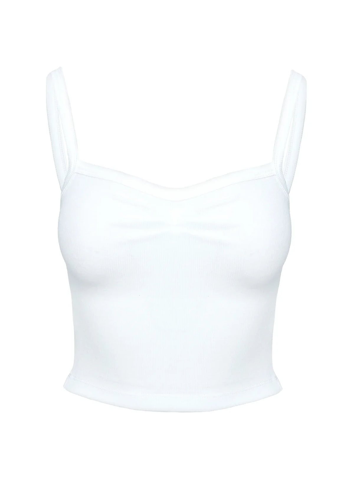 Essentials Ruched Rib Cami Top White