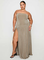 Inka Strapless Maxi Dress Taupe Curve