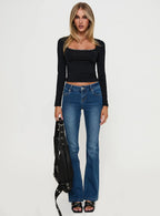 Xandi Long Sleeve Top Black Leopard