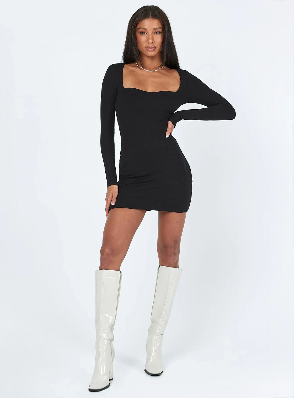 Nolan Long Sleeve Mini Dress Black