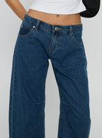 Tippie Low Rise Barrel Leg Jeans Mid Wash