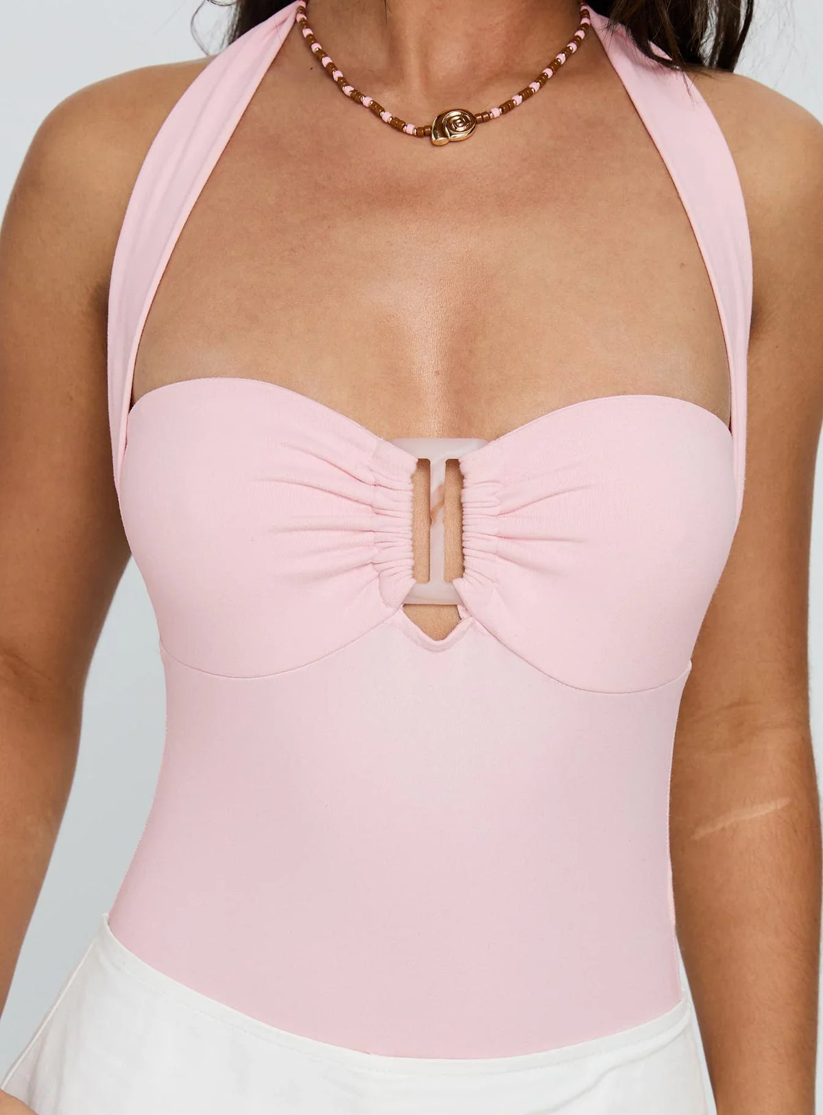 Swaying Buckle Detail Bodysuit Pink