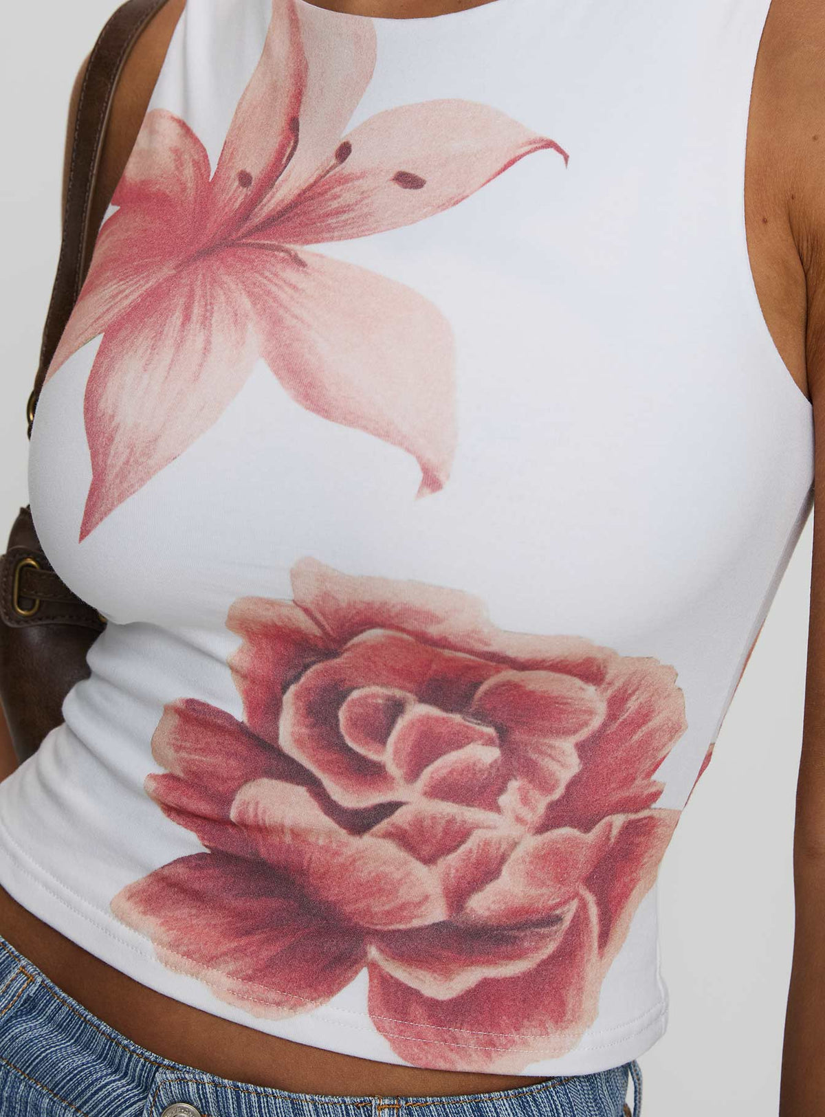 Pegasus Boat Neck Top White Floral