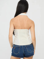 Projecting Button Up Top Ivory